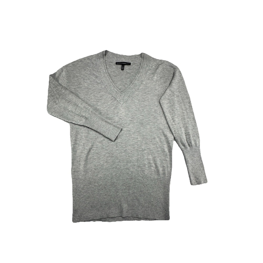 White House Black Market Sweater Grey Cashmere Blend V Neck Womens‎ Size S